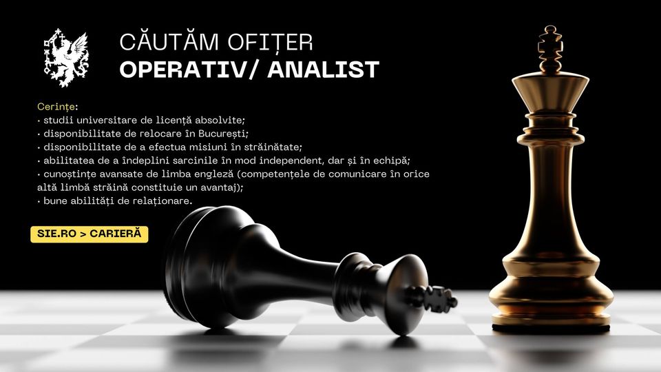 Campanie de recrutare de ofițeri operativi/ analiști în cadrul Serviciului de Informații Externe