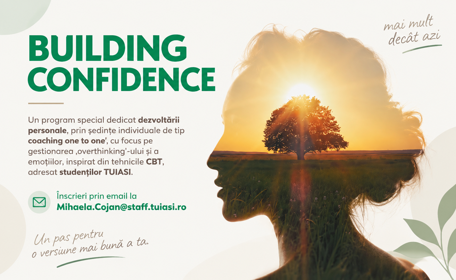 BUILDING CONFIDENCE – program de dezvoltare personală